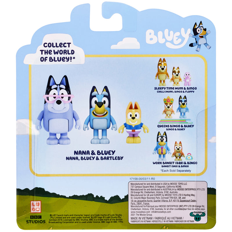 Nana, Bluey & Bartleby Mini Figure 3 Pack