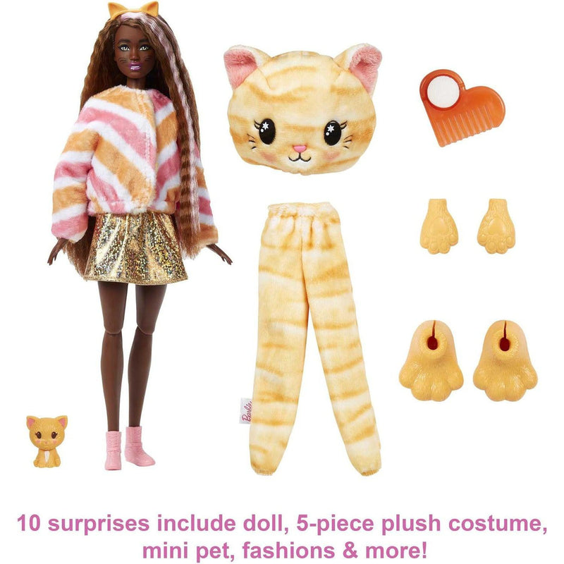 Barbie Cutie Reveal Doll with Kitten Plush Costume & 10 Surprises