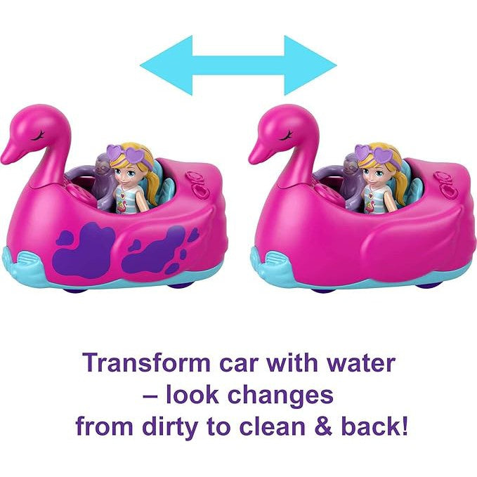 Polly Pocket Pollyville Flamingo Fun Car Wash Playset