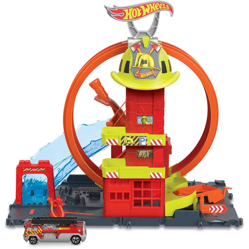 Hot Wheels City Super Loop Fire Station Playset