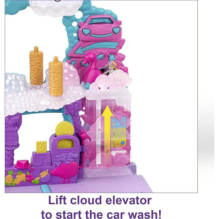 Polly Pocket Pollyville Flamingo Fun Car Wash Playset