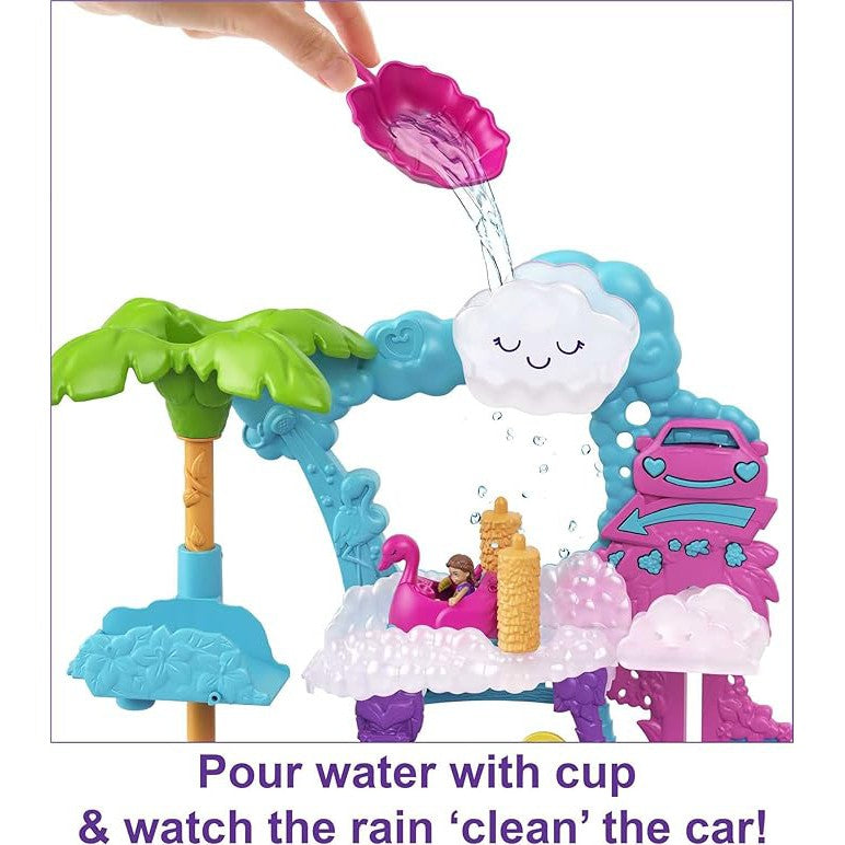 Polly Pocket Pollyville Flamingo Fun Car Wash Playset