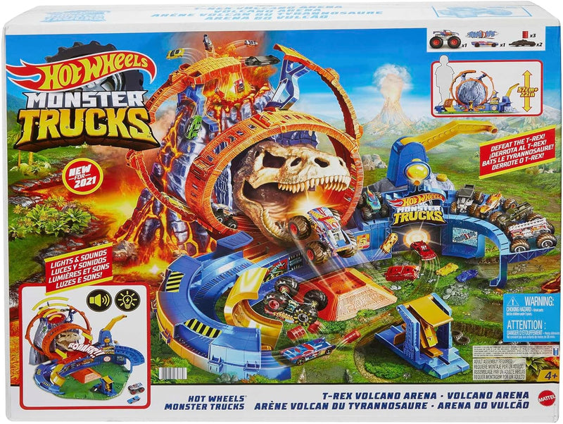 Hot Wheels Monster Trucks T-Rex Volcano Arena