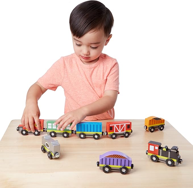 Melissa & Doug Wooden Train Cars