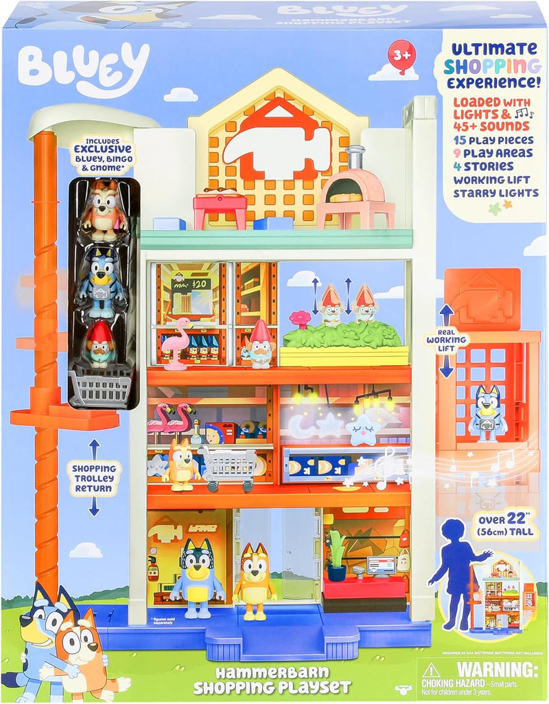 Bluey Hammerbarn Shopping Center Playset with Bluey, Bingo & Gnome Figures