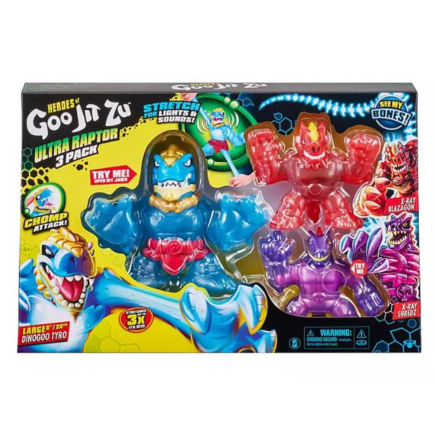 Heroes of Goo Jit Zu Ultra Raptor 3 Pack with Shredz, Blazagon and Dinogoo Tyro