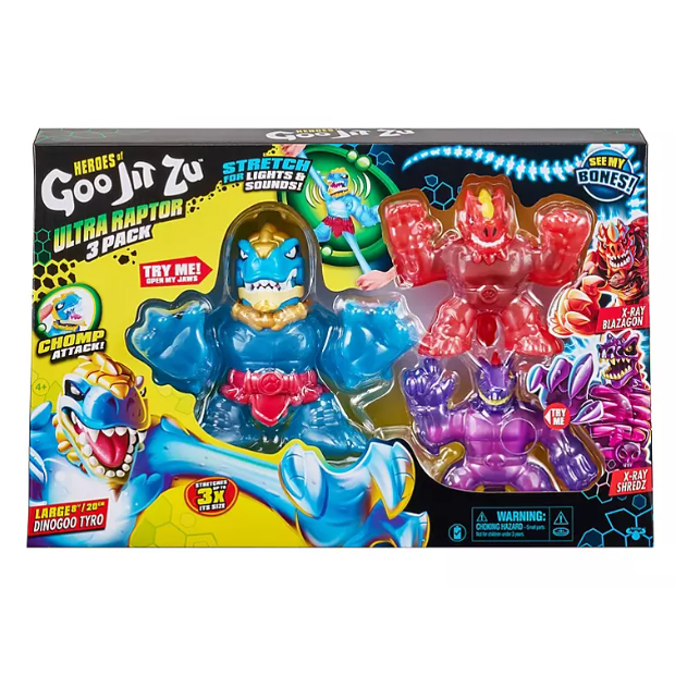 Heroes of Goo Jit Zu Ultra Raptor 3 Pack with Shredz, Blazagon and Dinogoo Tyro