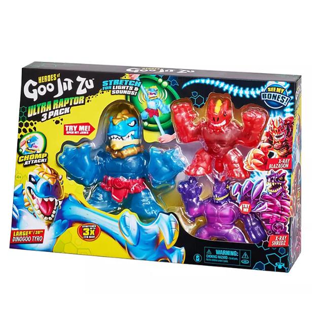 Heroes of Goo Jit Zu Ultra Raptor 3 Pack with Shredz, Blazagon and Dinogoo Tyro