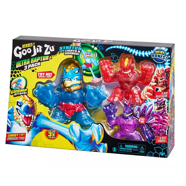 Heroes of Goo Jit Zu Ultra Raptor 3 Pack with Shredz, Blazagon and Dinogoo Tyro