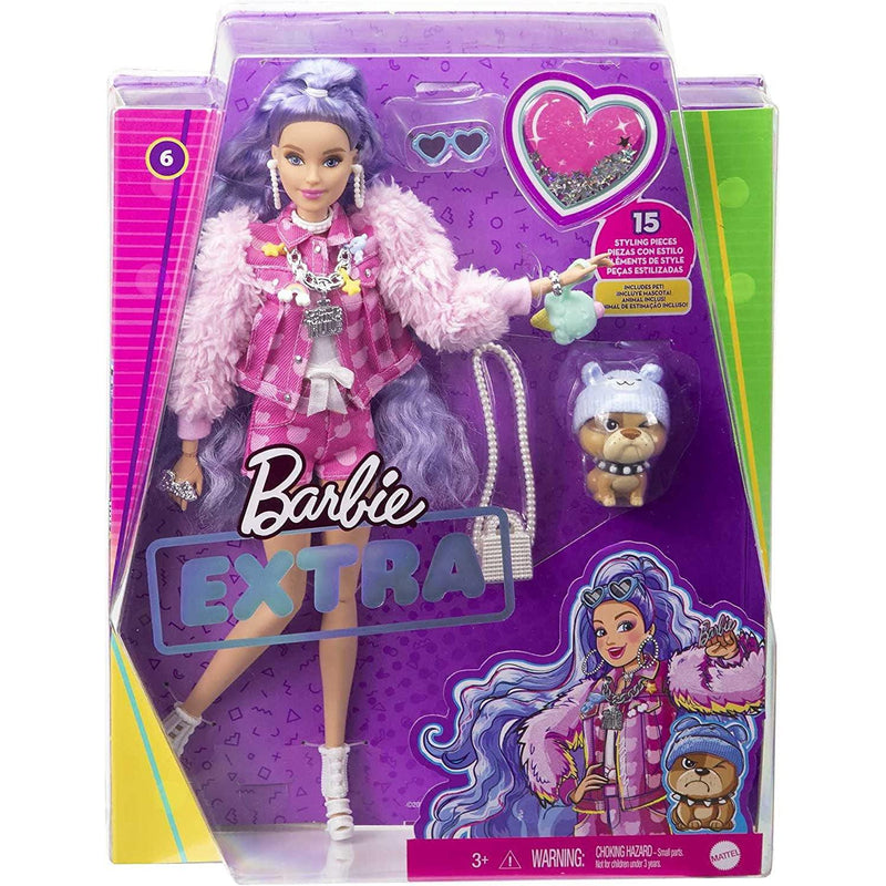 Barbie Xtra Doll 3 with Periwinkle Hair & Pet Puppy